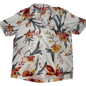 Tommy Bahama Floral Camp Shirt 100% Silk Tropical Hawaiian Button Up | Large
